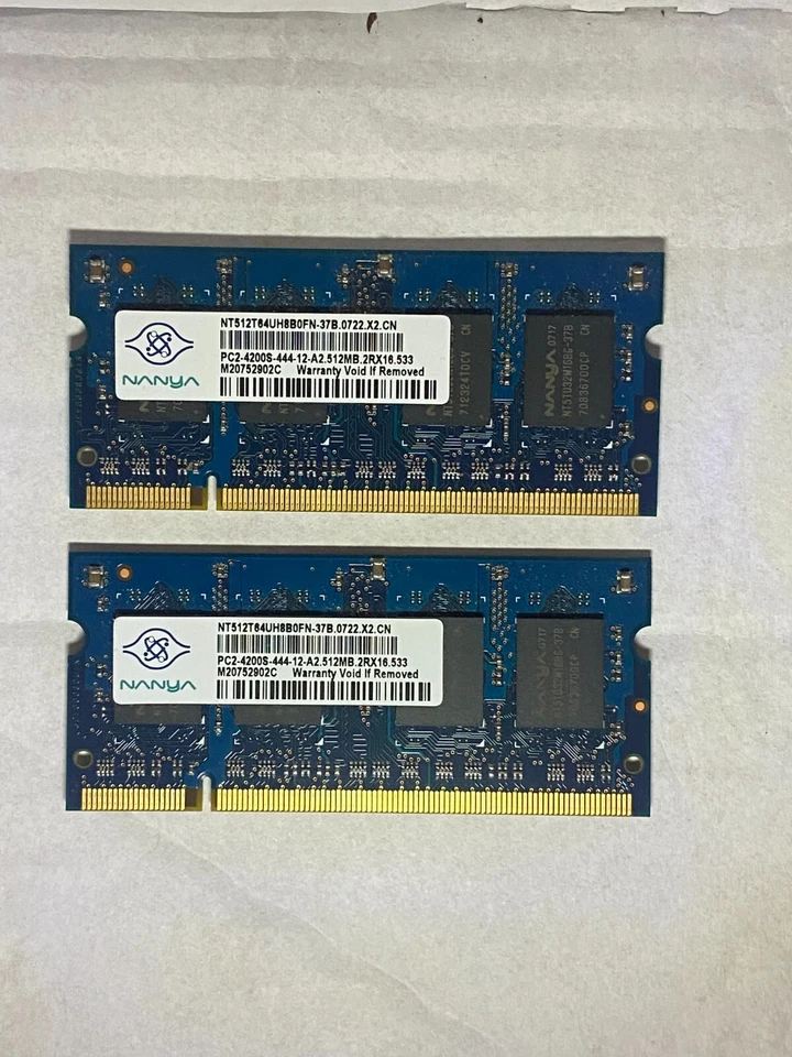 Nanya 2 X 512MB (TOT: 1GB) 2Rx16 PC2-4200S Labtop Memory RAM NT512T64UH8A0FN-37B - Image 2 of 4