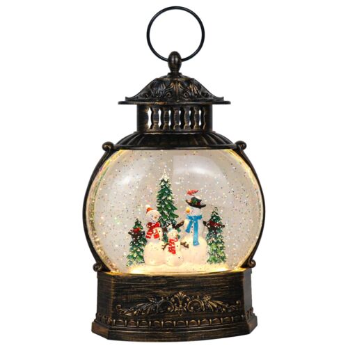 Christmas Singing Snow Globe Lantern Battery Operated USB Powered Lighted Wat...