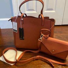 La Terre Fashion LARGE satchel with bonus crossbody purse 2 in 1 NWT VEGAN
