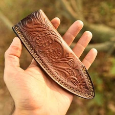 Custom Hand Craft Engraved Leather Knife sheath fixed Blade Belt Sheath