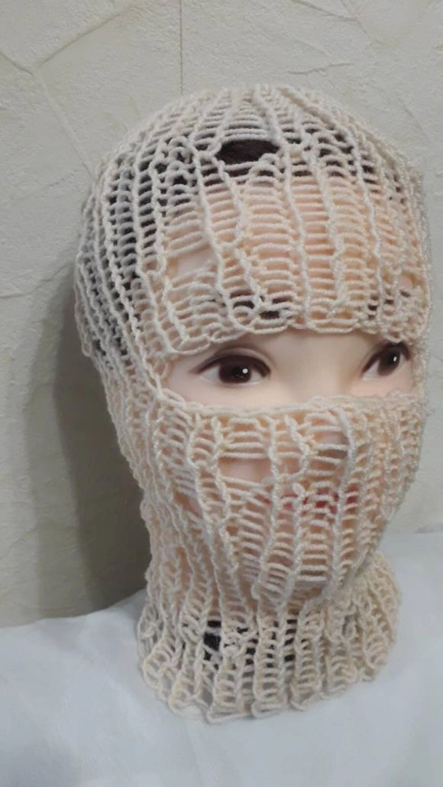 Handmade Knit Beige Balaclava Hood Hat Ski Mask Unisex Festival Hat
Opens in a new window or tab