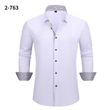 New Men's Elastic Dress Shirts Formal Business Long Sleeves Casual Shirts Tops