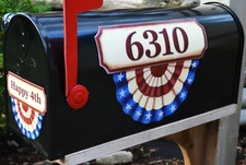 Mailbox Magnet (Partial Cover) Fourth of July Bunting Customized Address 