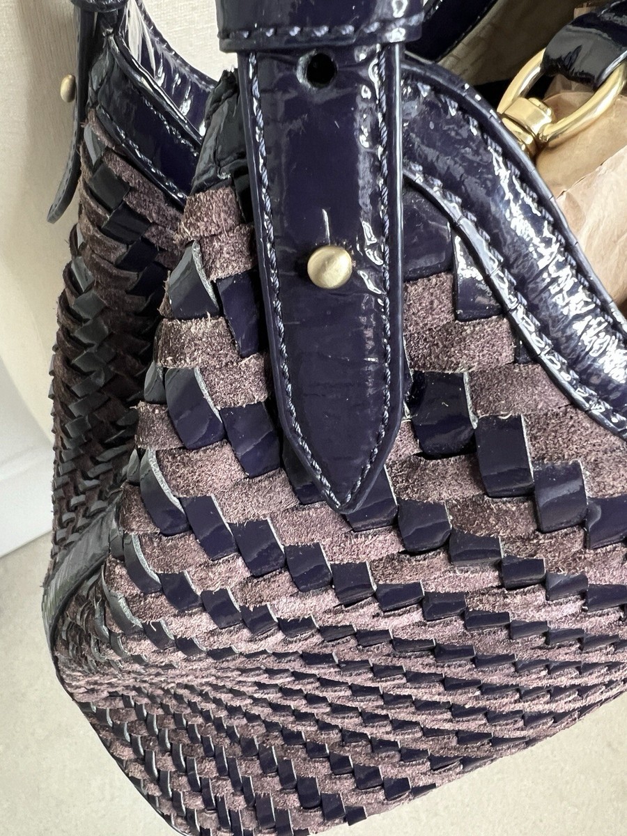 Cole Haan Triangle Hobo Tote Purple Genevieve Woven Leather