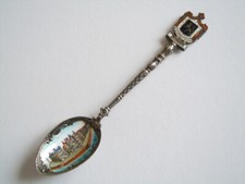 800 Silver Enamel Spoons Souvenir Collectible Spoons Venice 18.5 G/12.6 X 2.5 Cm