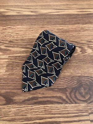 Stafford Tie Men s  Silk Geometric Necktie Gift For Him Orange Green Black