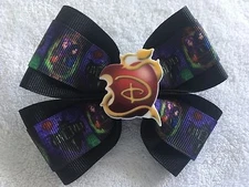 Girls Hair Bow 4" Wide The Descendants WW Purple Black Apple French Barrette