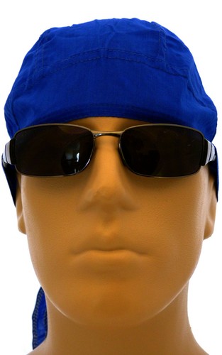 Gorra azul Bandana envoltura para la cabeza Do Rag motocicleta Doo Du bufanda para el cabello de rocío algodón - Imagen 2 de 3