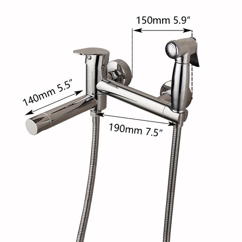 Rubinetto rubinetto miscelatore bagno da parete vasca da bagno rubinetto lavandino e spray mani - Foto 2 di 14