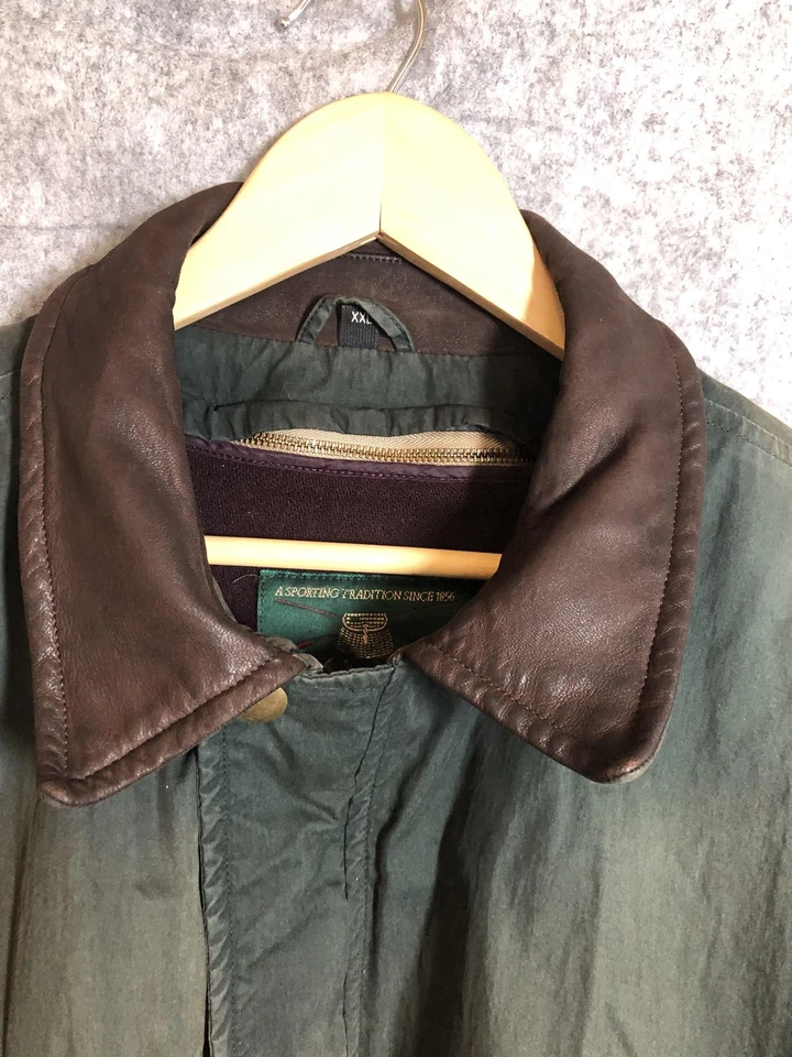 Chaqueta de Colección Orvis Para Hombres 2XL Cuello de Cuero Extraíble Forro de Lana Bombardero Años 90 Foto 2 de 4