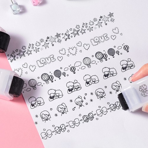 6Pcs Cartoon Roller Stamp For Kids Student Card Making Scrapbooking Journal - Picture 5 of 8