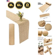 12 108 Inch Natural Burlap Table Runner, No-Fray Rustic Jute Hessian  Rustic...