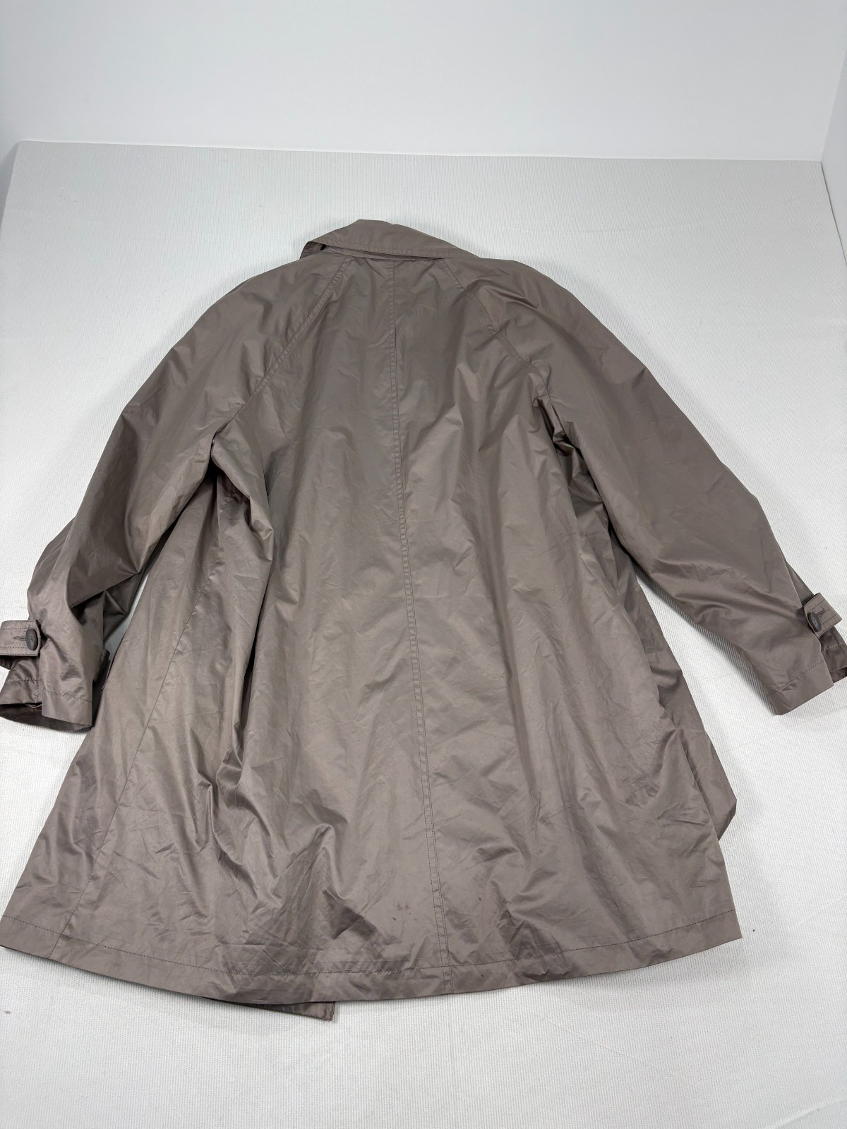 Maggie T Trench Coat Womens Size 16 Taupe Grey Waterproof Collared Button Front image 2