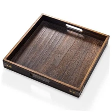  Serving Tray with Handles,12.5"*12.5"Wood Decorative Tray for 1" x 1" x 1"