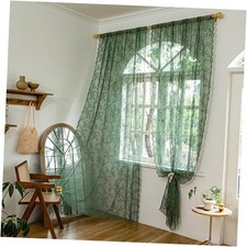 Lace Curtains 63 Inches Long 2 Panels, 57"W x 63"L Pack of 2 Olive Green