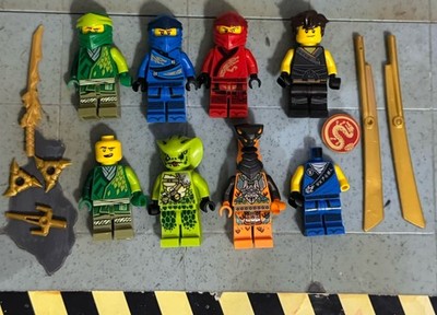 LEGO Ninjago Minifigure Lot of 8 with Weapons Great Condition no cracks!
