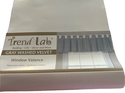 (3) Trend Lab Gray And White Washed Velvet  Valances Tab Top 56  X 15''