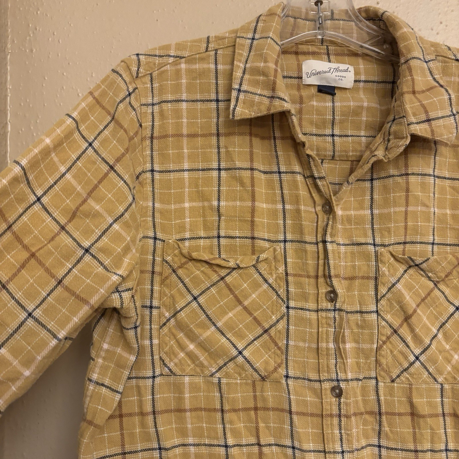 Universal Thread Yellow Plaid Button Down - image 4