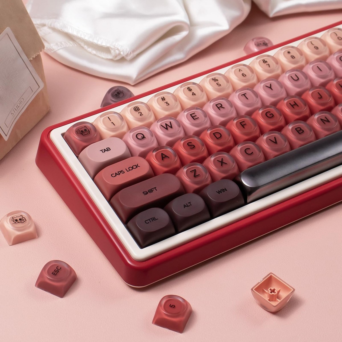 132 Keys PBT Jelly Keycaps MOA Profile Red Comaptible Wooting