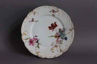 Antikes Haviland & Co Limoges Bunte Blumen Speiseteller D 24cm Rand bestoßen (14