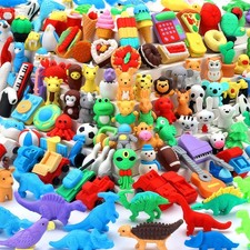 URSKYTOUS 121Pcs Animal Erasers Desk Pets for Kids Animal Pencil Erasers Bulk...