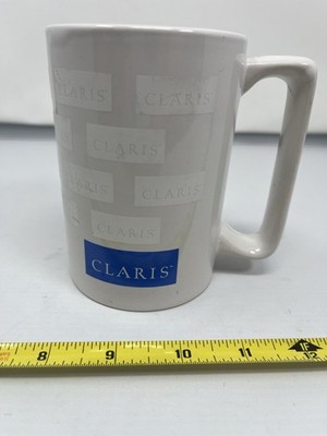 Apple CLARIS Logo White Ceramic Coffee Tea Cup Mug VTG Macintosh Employee Only
