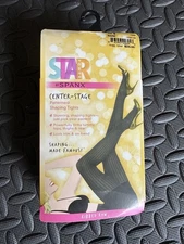 Spanx Center Stage Star Power Patterned Shaping Tight Ribbed Black Size E