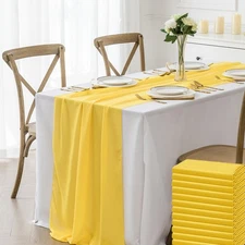 12 Pack 14x108 Yellow Chiffon Table Runner, 9ft Sheer, Wedding, Fall, Party