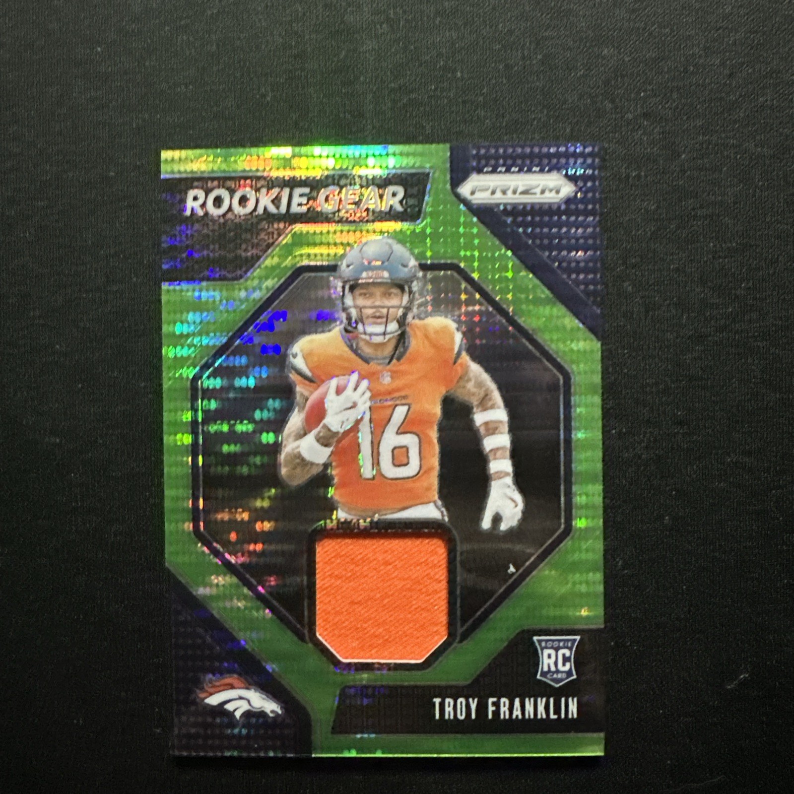 2024 Panini Prizm Rookie Gear Troy Franklin Neon Green Pulsar Broncos