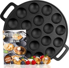  Cast Iron Poffertjes Maker - 19 Mini Pancakes - Egg Crepe Pan, cp12345