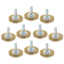 Wire Wheel Brush, 10pcs 1.5in Crimped Steel Wire 0.012" 0.3mm , 1/4in Shank