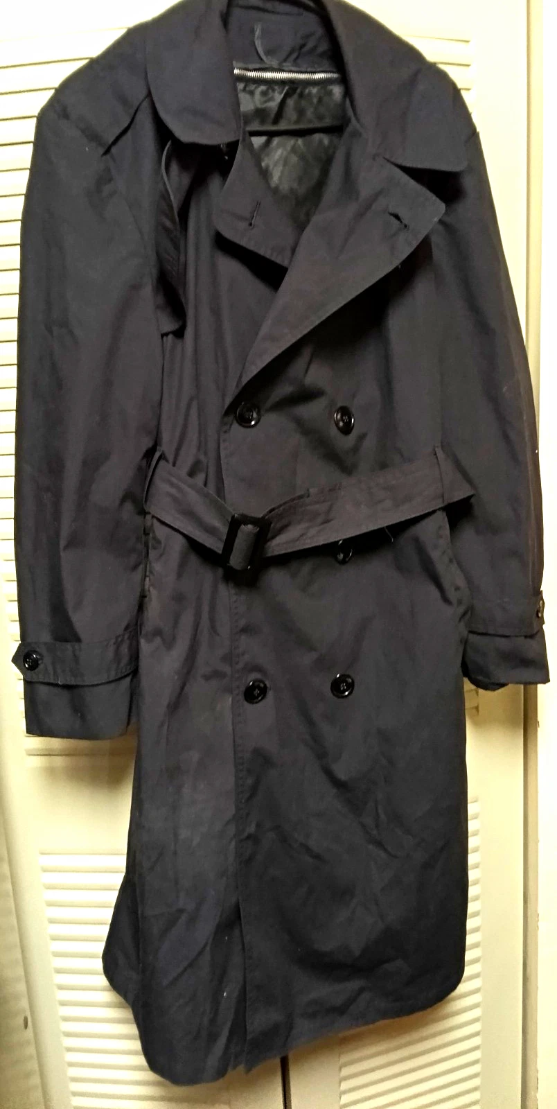 DSCP Garrison Collection Men's Black Long Trench Coat Belted Lined Size 44 - product detail image 1