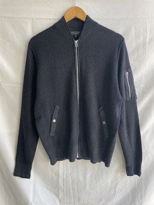Rag & Bone Cotton Hemp Zip Up Dark Navy Bomber Cardigan Size S