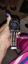 Women’s Dress Analog Round Watch Black Fixed Bezel Black/Silver Metal Bracelet