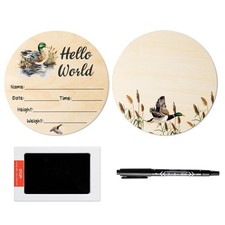 Wooden Baby Birth Announcement Sign with Marker, Mallard Duck Name Keepsake