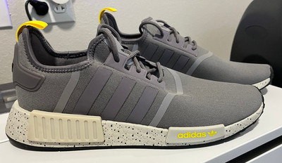 Adidas NMD R1 Trace Grey Yellow Speckled Boost Sneakers Mens Size 11.5 Shoes