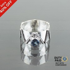 Valentines Sale Natural London Blue Topaz Bezel New Band Ring Jewelry 925 Silver