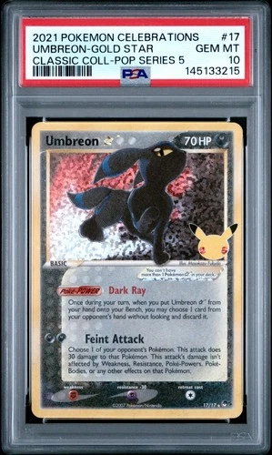 2021 POKEMON CELEBRATIONS CLASSIC COLLECTION #17 UMBREON-GOLD STAR PSA 10