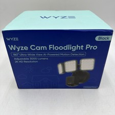 Wyze Cam Floodlight Pro BLACK 3000 Lumen LEDs 180 Wide View 2K HD Outdoor Wired