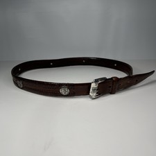 Onyx By Brighton Vintage Men  s Brown Leather Golf Concho Medallions Belt Sz 38