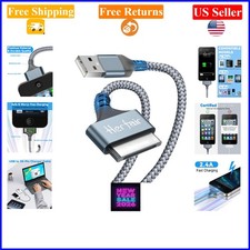 10FT Nylon Braided USB to 30 Pin Charger Cable for iPhone, iPad, iPod