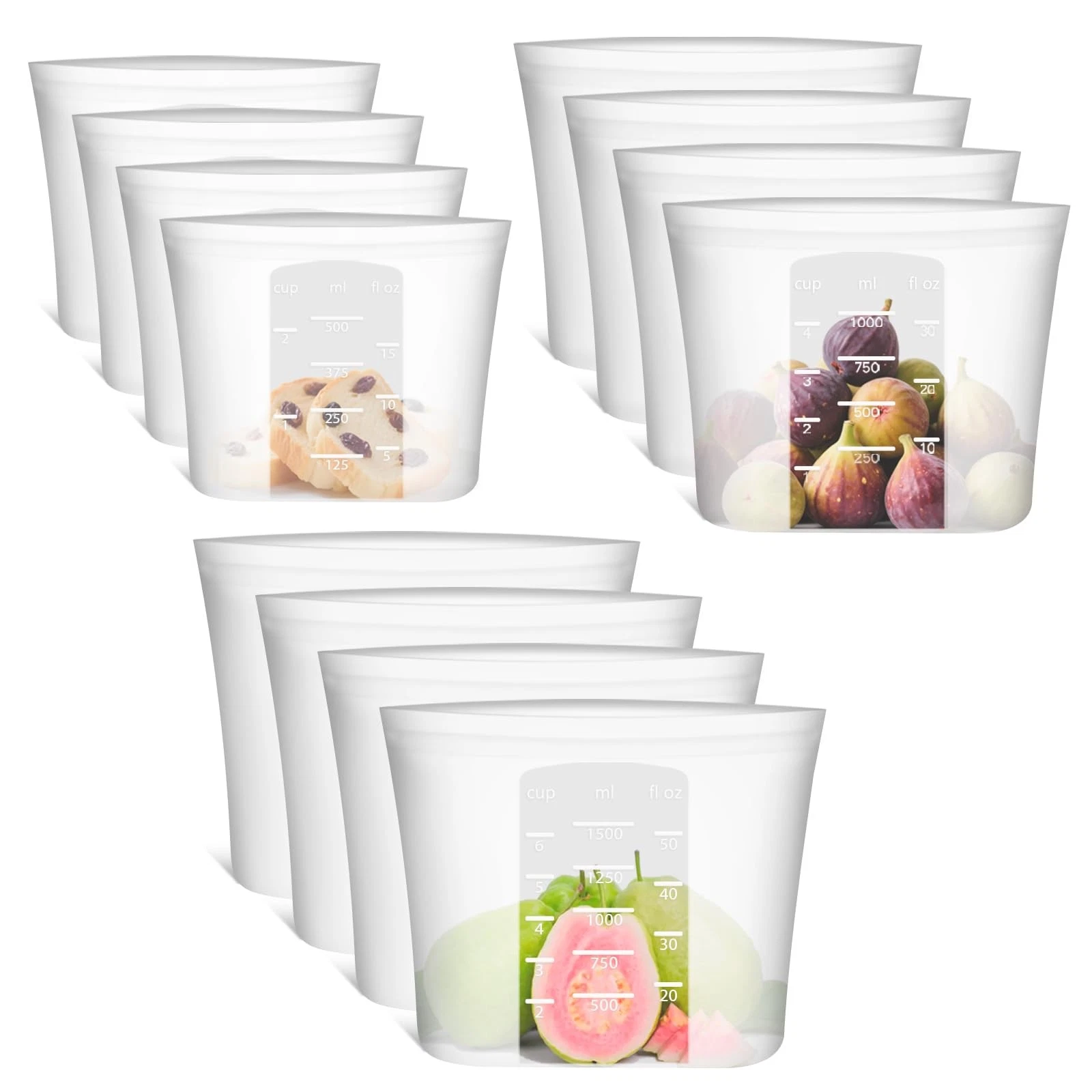 12-Pack Reusable Silicone Food Storage Bags, 100% Silicone Stand-Up Wide-Open Zi
Opens in a new wind