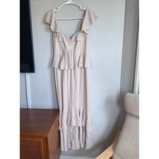 Show Me Your Mumu Reese Ruffle Midi Dress Show me the Ring Crisp Nude S