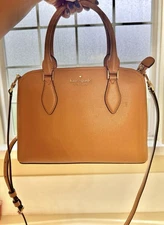 Kate Spade Tan Leather Satchel Handbag with Shoulder Strap