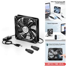120mm USB Computer Fan 5V PC Cooling Fan 3 Adjustable Speeds Metal Grill