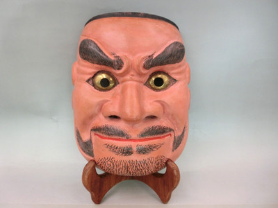 Japanische Vintage Noh Maske BESHIMI TENGU Kagura Maske Holz Mit Ton