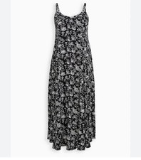 Torrid Size 3 Black White Floral Maxi Dress Plus Size 3X Sleeveless Adjustable