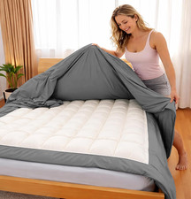 Dark Grey 3-Sided Zipper Duvet Cover Set Full with Pillow Cases