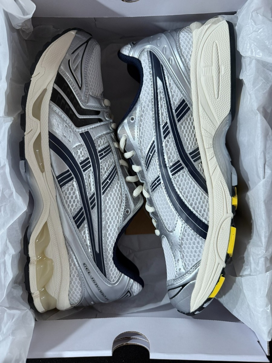 Size 10.5 - ASICS JJJJound x Gel Kayano 14 White Midnight Navy | eBay