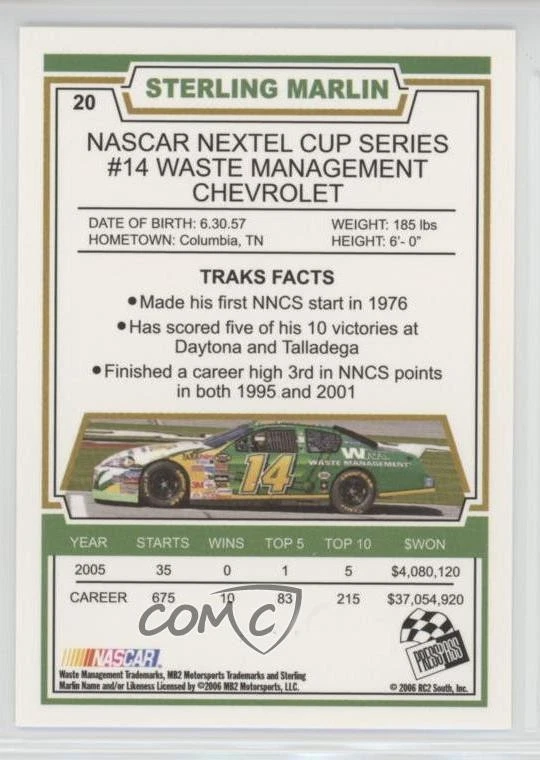 2006 Press Pass Traks Sterling Marlin #20 - Image 2 of 2